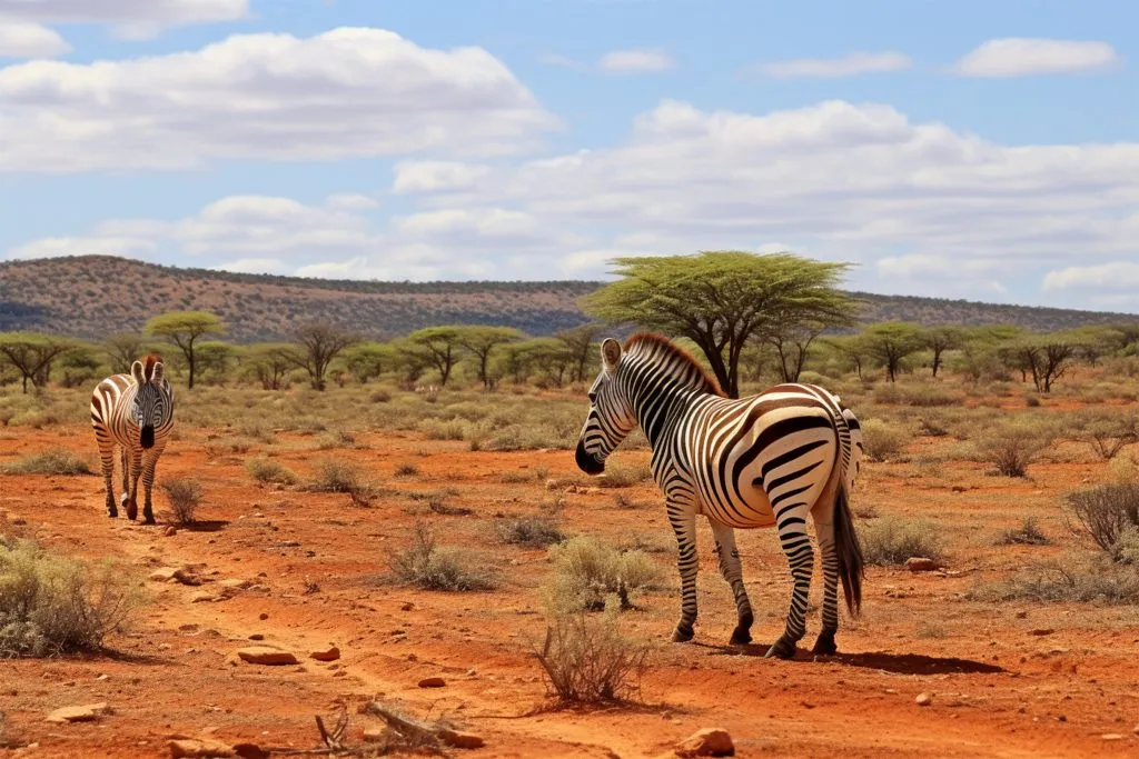 Zebras in tsavo east national park in kenya